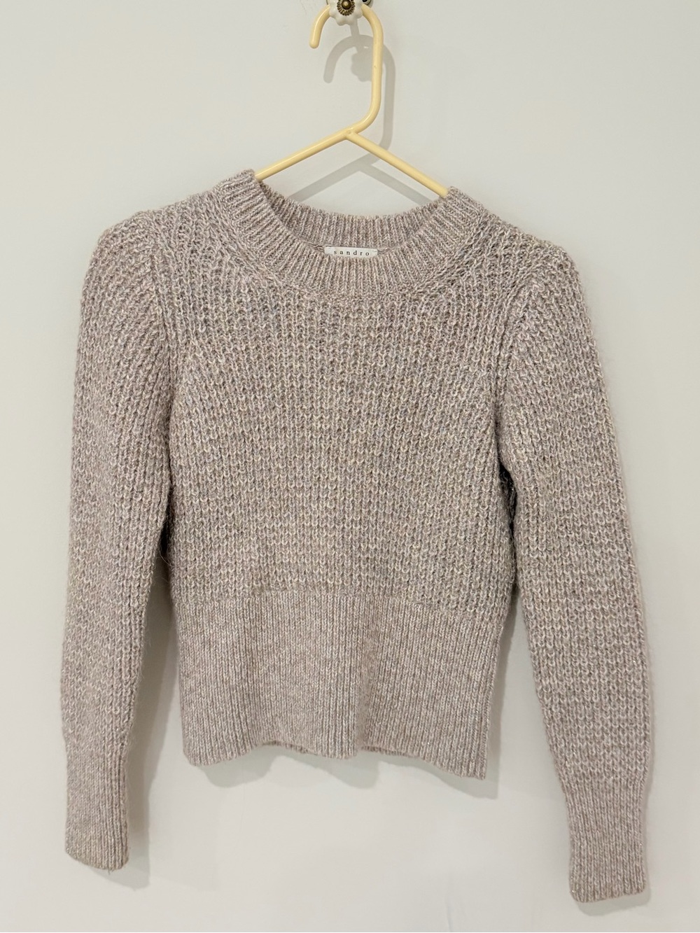 Sandro Chunky Crewneck Sweater in Light Taupe